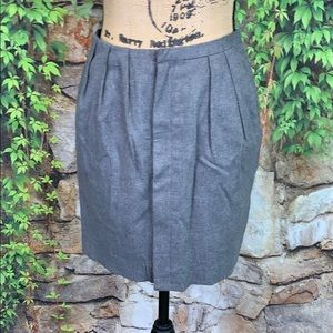 WHYRED Gray Flannel Wool Blend Zip Front Mini Skirt, 4